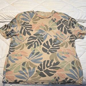 Old Navy Multicolor Leaf Pattern Tee men’s XL monstera plant tshirt